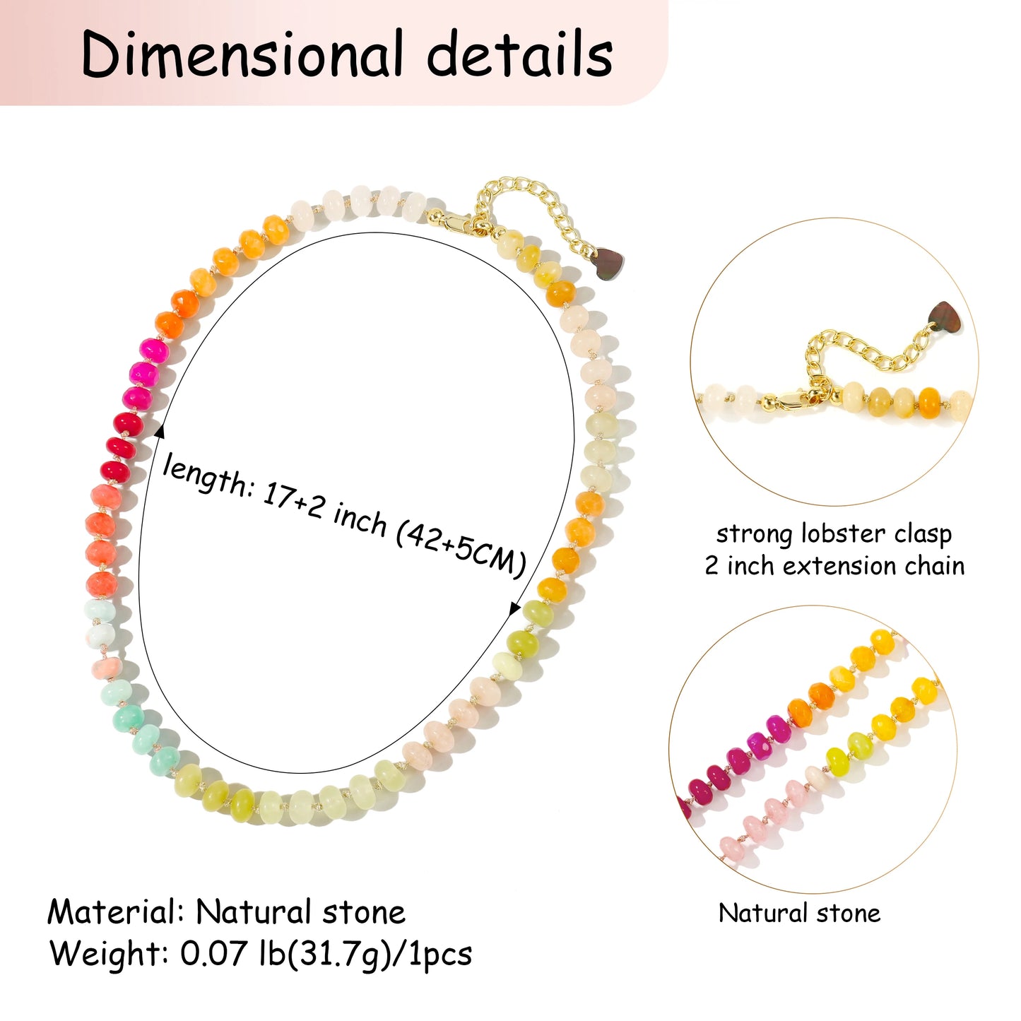 Badu Colorful Natural Stone Beads Necklaces for Women Bohomian Gemstone Beaded Choker Summer Beach Trendy Boho Jewelry Gift