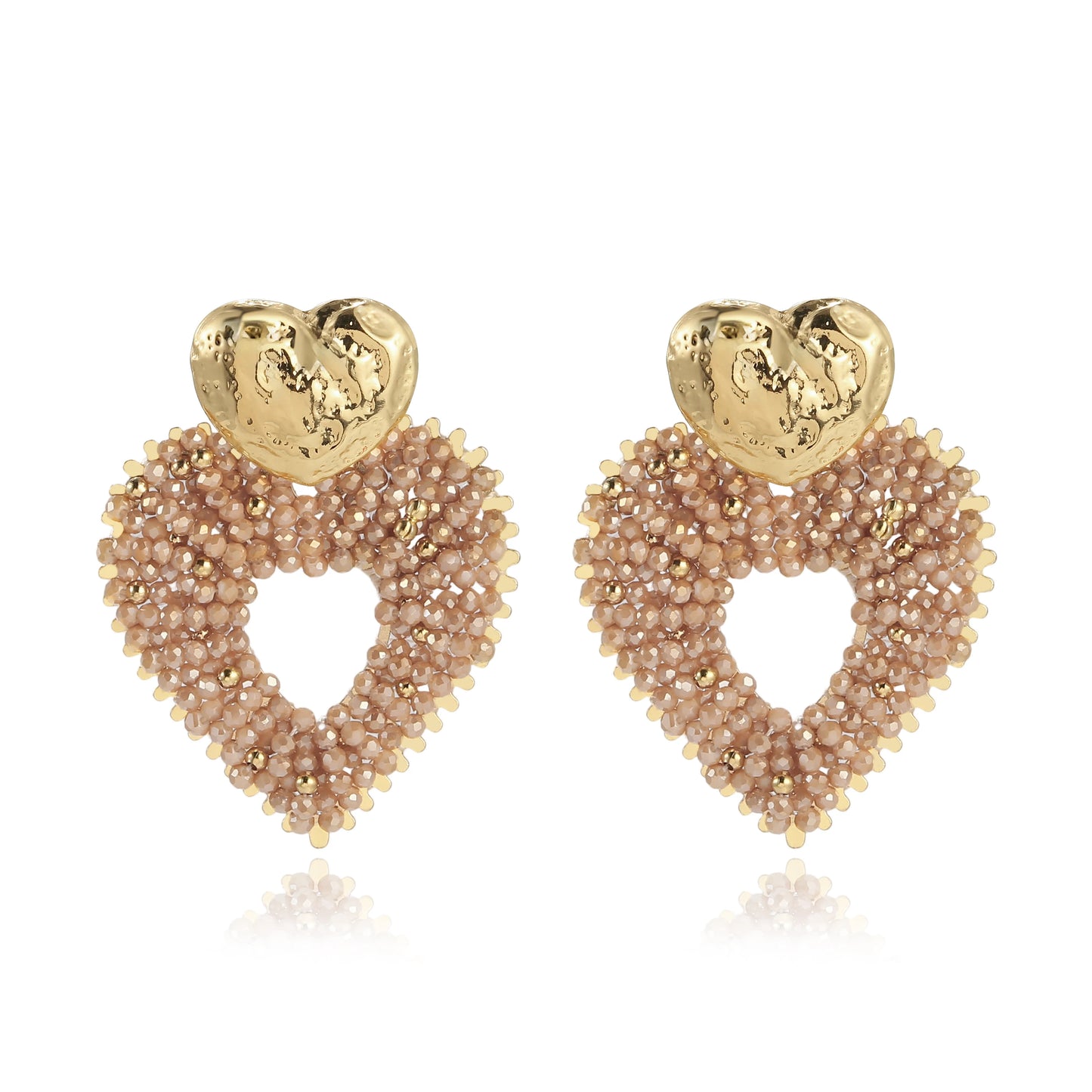 Badu Big Heart Shape Drop Earrings Handmade Crystal Beads Earrings for Women Boho Fashion Jewelry Gifts