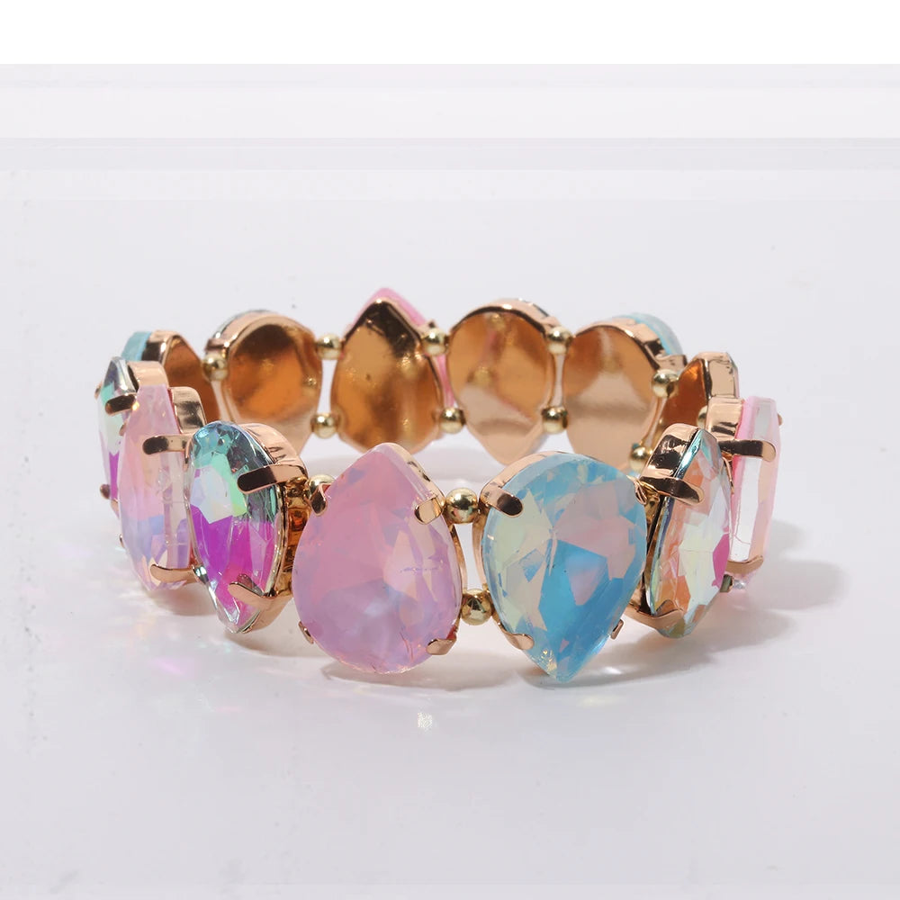 BEUTIFOR Crystal Peach Love Bracelets For Women Handmade Colorful Peach Heart Bangle
