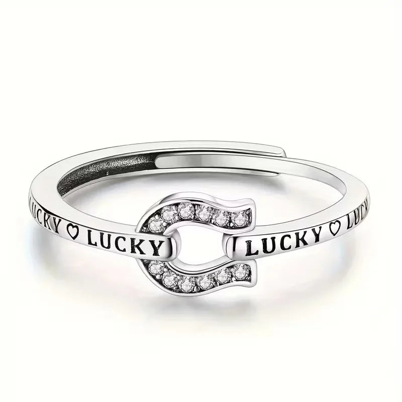 925 Sterling Silver CZ Zircon Rings Horseshoe Sparkling Woman Adjustive Rings Wedding Rings For Women Jewelry Anniversary