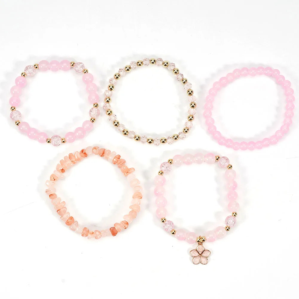 Bohemian Daisy Flower Charm Colorful Crystal Beaded Bracelet Set for Women Summer Beach Hand Jewelry Accessory Boho Wrsit Chains