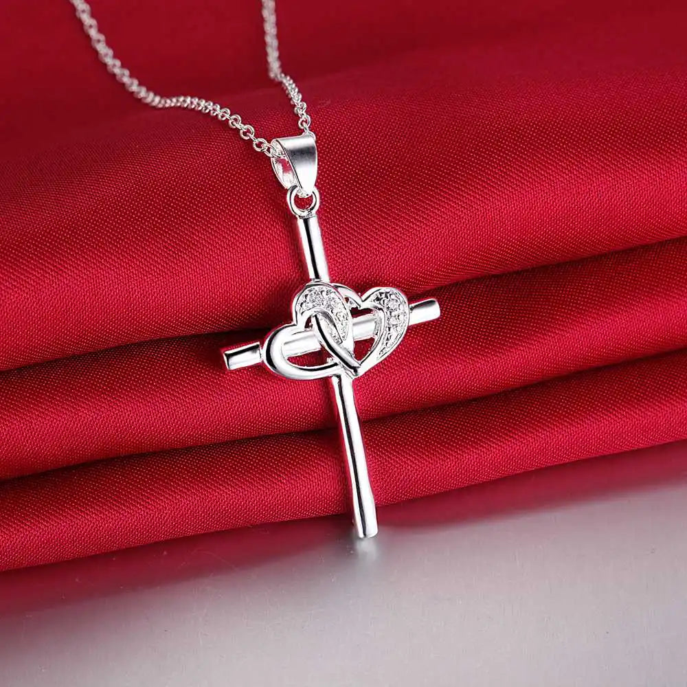 New Cross 925 Sterling Silver Necklace pendant Chain Jewelry for Women Fashion Party wedding accessories Gifts