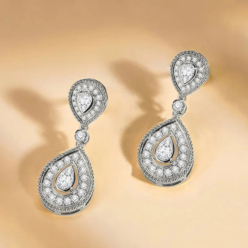 Huitan Gorgeous Women's Dangle Earrings Waterdrop Charm Cubic Zircon Luxury Trendy Bridal Wedding Accessories Jewelry Wholesale