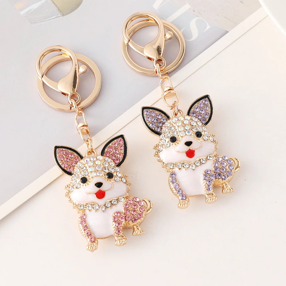 Corgi Key Chain Women's Handbag Pendant Car Key Ring Souvenir Gifts for Family and Friends Animal Cartoon Dog
