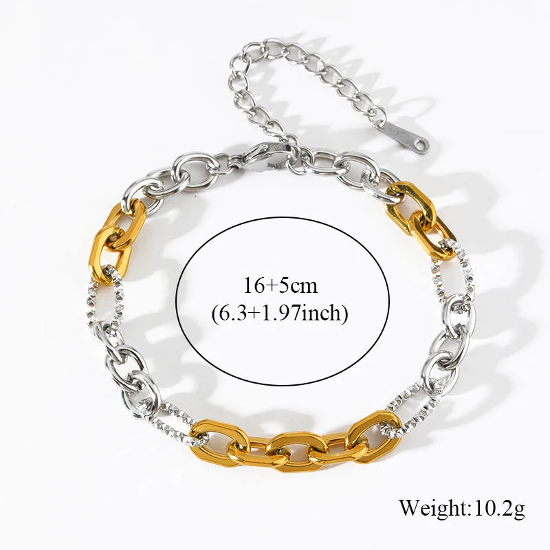 EILIECK 316L Stainless Steel Silver Color High Quality Metal Chain Necklace Bracelet Set Waterproof Popular Casual Jewelry Women