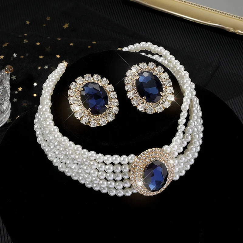 NISHIZAWA Hyperbole Rhinestones Pearls Earrings for Women Geometric Palace Style Wedding Jewelry Bridual Retro Aretes De Mujer