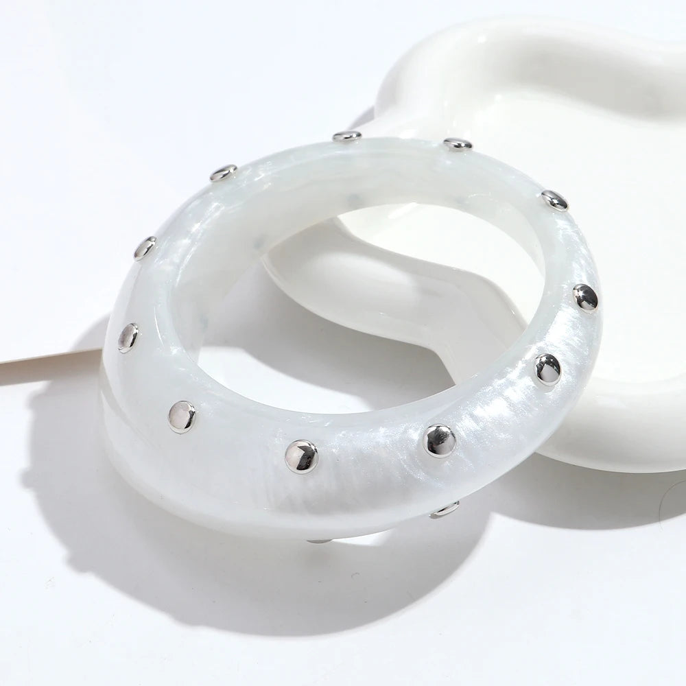 Fashion Resin Irregular Geometric Studs Chunky Bangles New Acrylic Curve Wave Wide Cuff Bangle Women Jewelry Gifts