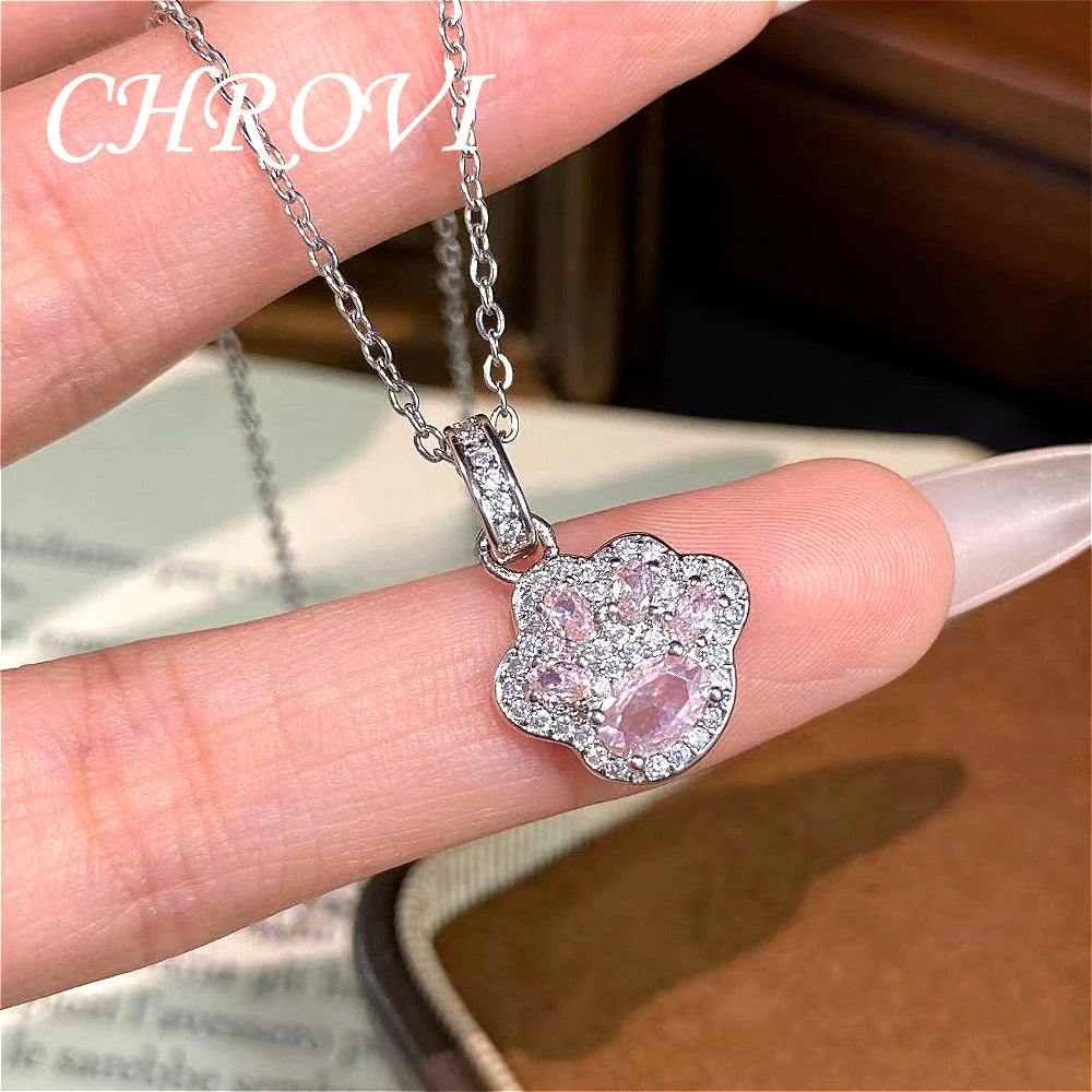Luxurious best-selling Chinese-style red corundum cat paw pendant with a cat paw collar chain for women on the back cover design