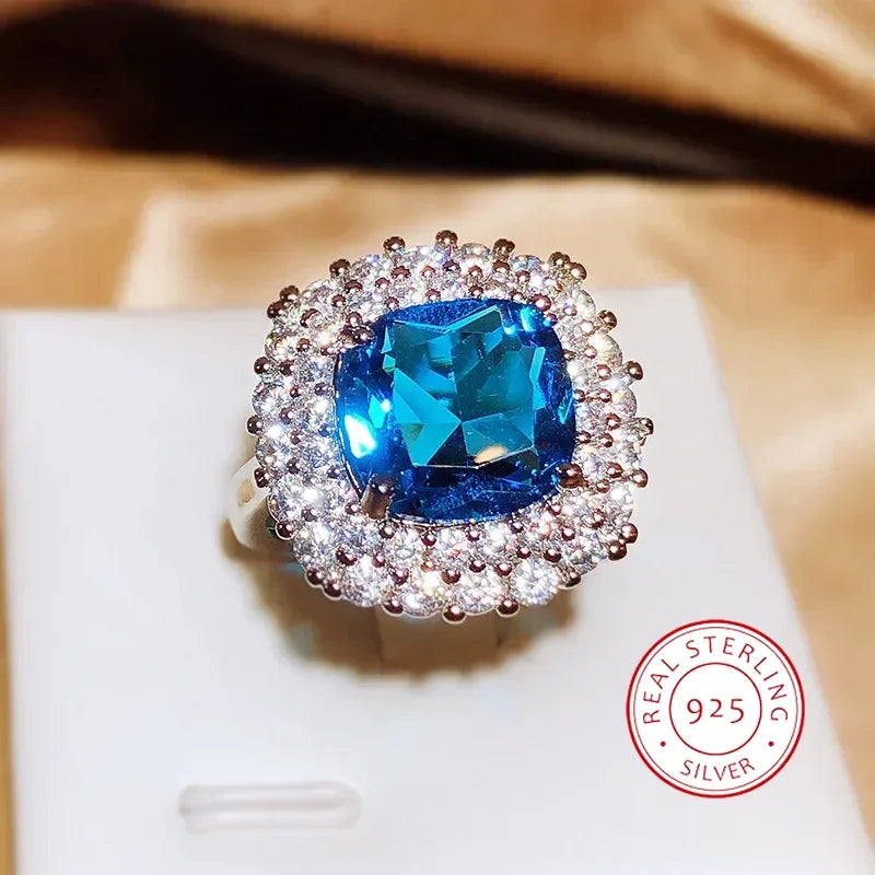 New Vintage Temperament Ring Female Simulation Full Diamond Sapphire Ring Party Birthday Jewelry Gift Wholesale