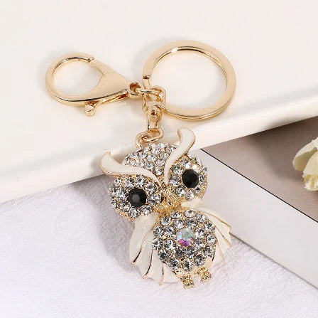 EASYA New Design Crystal Owl Keychain Full Rhinestone Key Ring Key Holders For Women Bag Accessories Cute Animal Car Key Chain