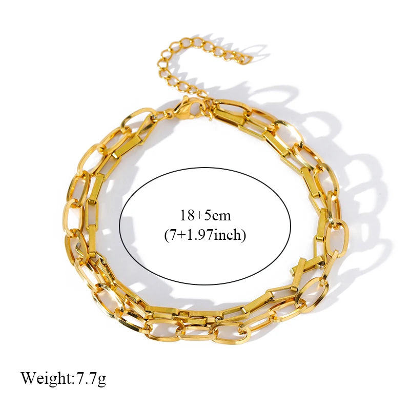 EILIECK 316L Stainless Steel Link Chain Bracelet For Women Trendy Punk 18K Gold Plated Waterproof Wrist Chain Jewelry Gift Party