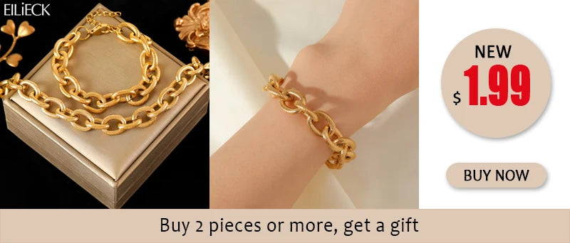 EILIECK 316L Stainless Steel Metal Hollow Heart Necklace Bracelets Set For Women Trendy Waterproof Gold Color Chain Jewelry Gift