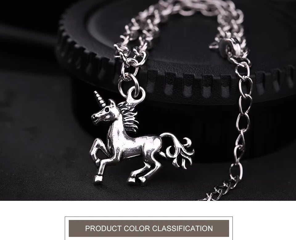 My Shape Punk Horse Charm Pendant Bracelet Wheat Chain for Men Women Zinc Alloy Bracelets Bangle Horse Jewelry bracelet cheval