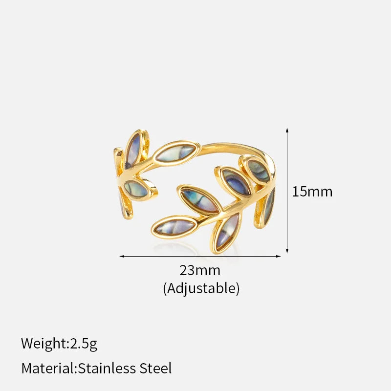 EILIECK 316L Stainless Steel Enamel Starfish Shells Open Adjustable Ring for Women Waterproof Chic Beach Summer Ring Jewelry