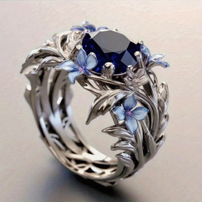 1pc Elegant Iris Style Ring Luxurious Cubic Zirconia Women's Ring Perfect for Weddings Engagements Valentine's Day Jewelry Gifts