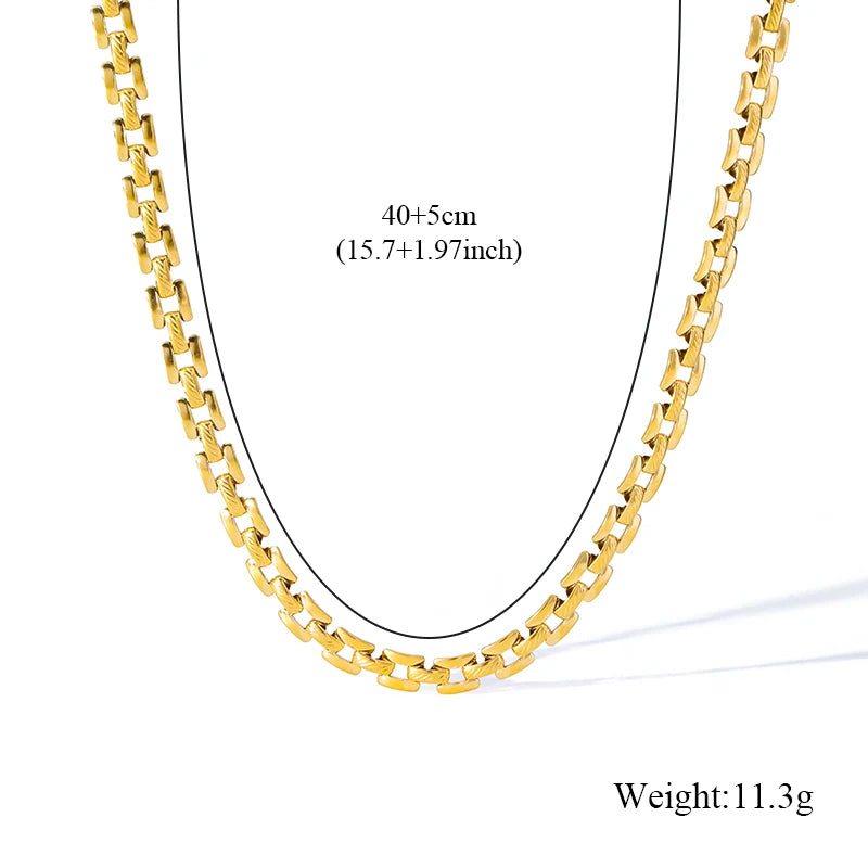 EILIECK 316L Stainless Steel Metal Charm Chain Necklace Statement Jewelry 18K PVD Plated Statement Collar Neck Chain For Women