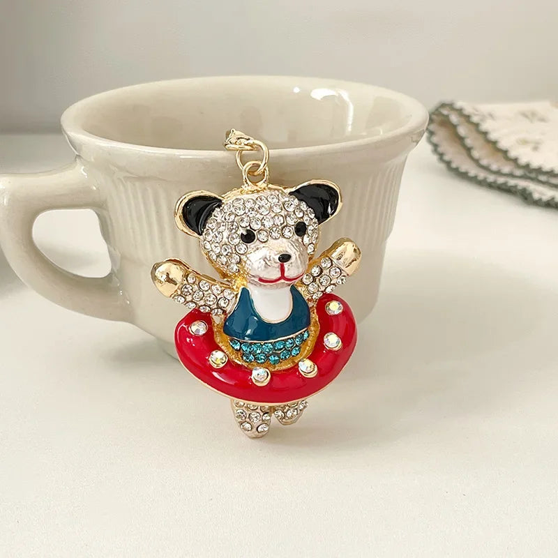 Colorful Bear Series Keychain Dazzling Colors Love Bow Bears Pendant Accompanying Gift Wedding Souvenir