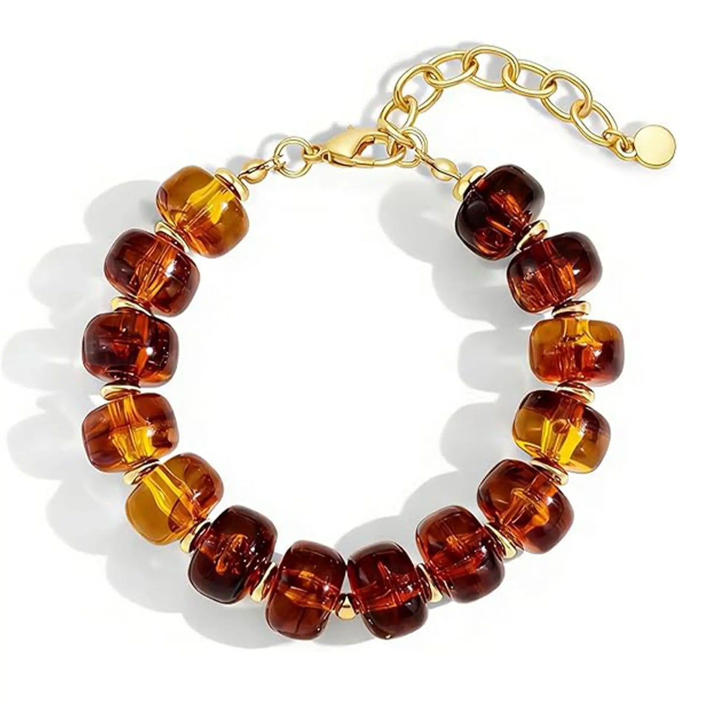 Boho Colorful Geometric Beads Elastic Bracelets for Women Fashion Acrylic Flat Round Bead Bracelet Beach Jewelry Gifts