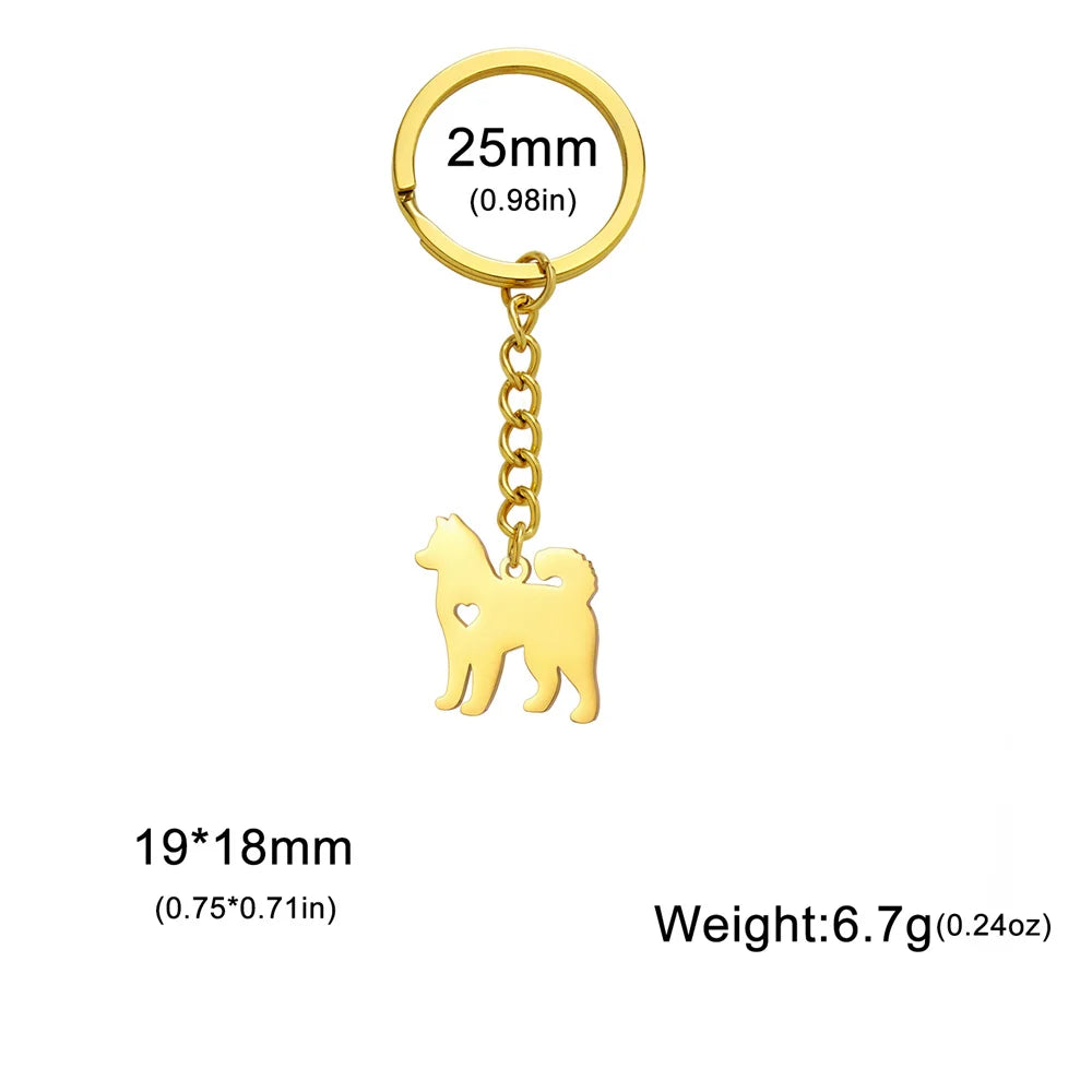 Cute Dog Samoye Keychain for Women Men Stainless Steel Dachshund Puppy Animal Lovers Key Ring for Car Backpack  Jewelry Gifts