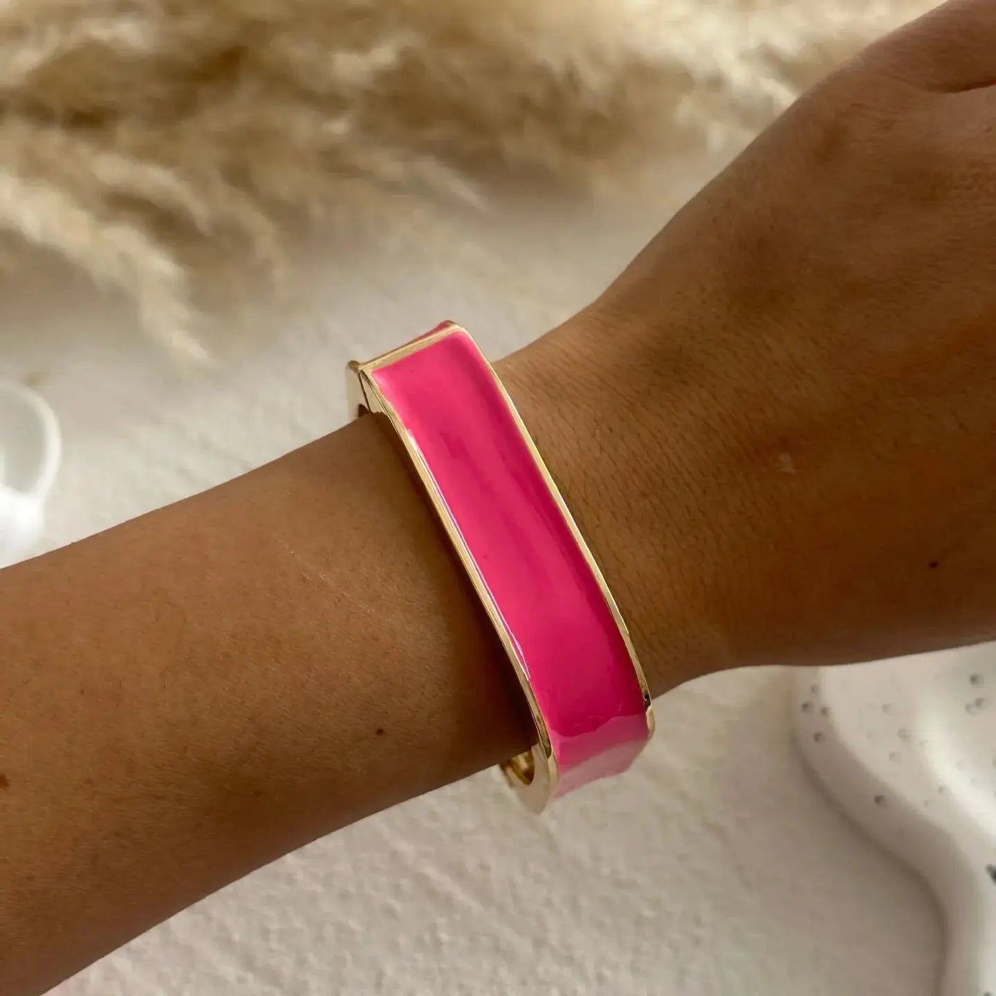 KMVEXO Dopamine Color Blocked Bangles Creative Design Fashionable Temperament Drip Oil Imitate Enamel Bracelet Women Jewelry