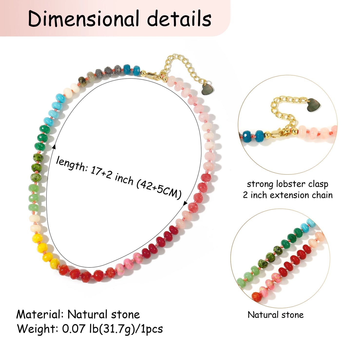 Badu Colorful Natural Stone Beads Necklaces for Women Bohomian Gemstone Beaded Choker Summer Beach Trendy Boho Jewelry Gift