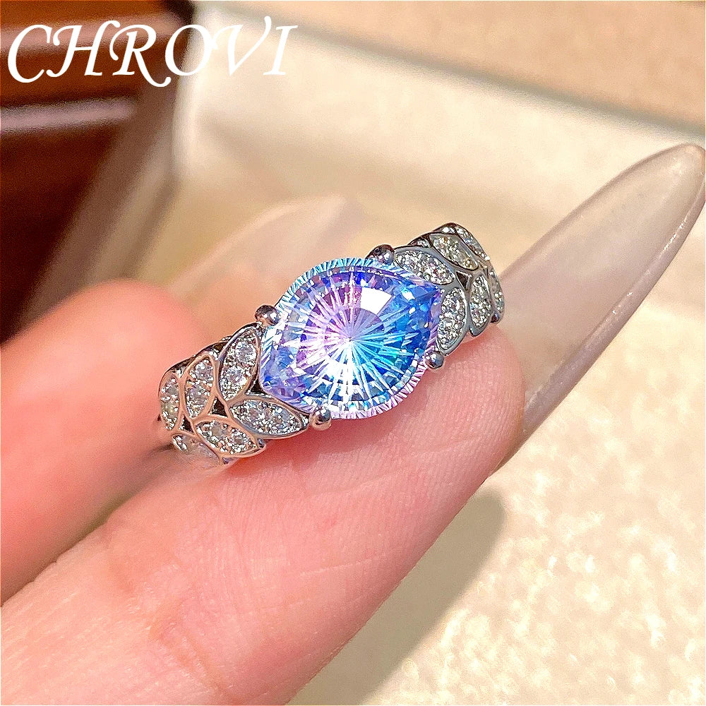 Luxury 925 Sterling Silver New Model Flashing Devil's Eye Ring High-End Fashion Micro-set Wheat-shaped Precious Gemstone Ring