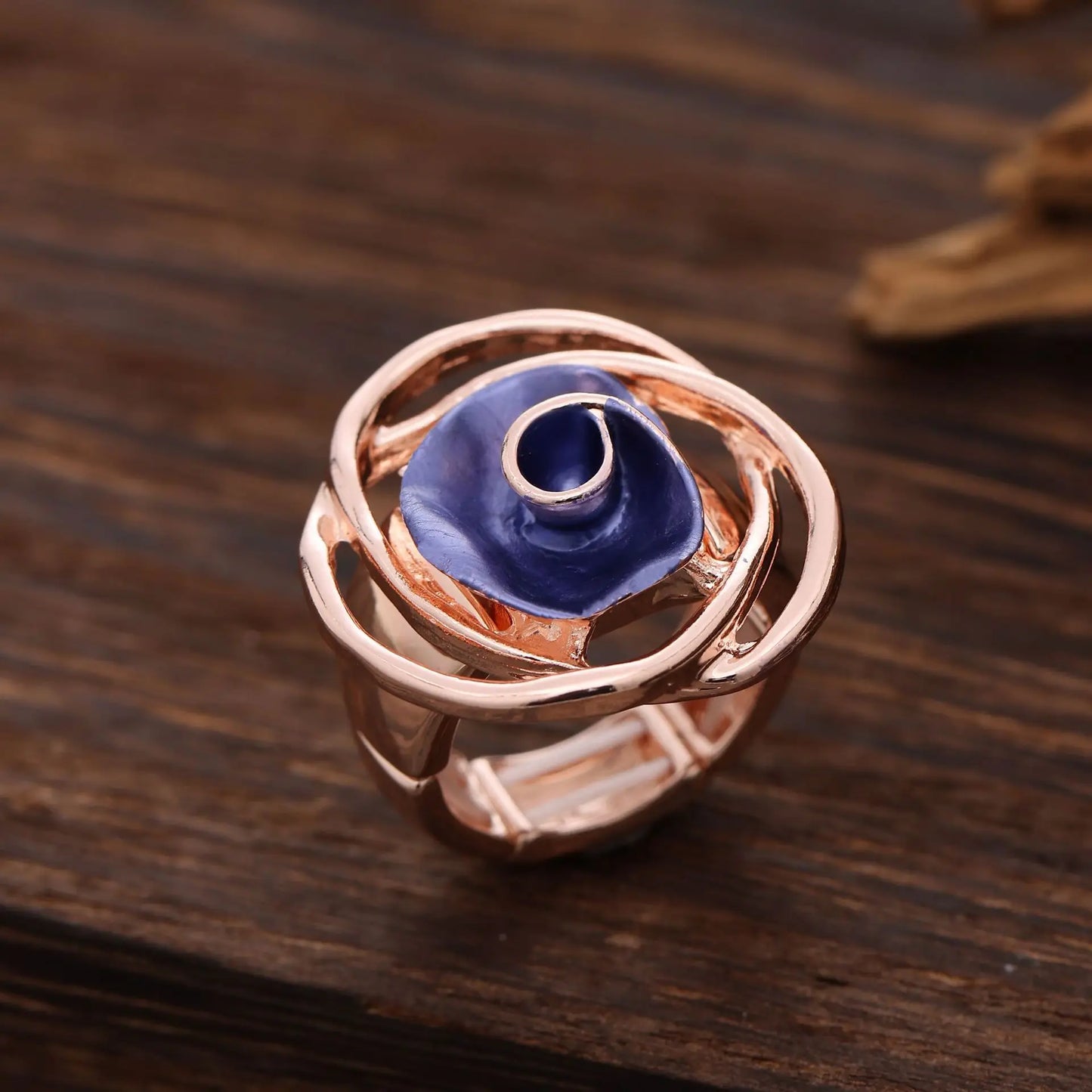 explosion Color oil rose flower elastic ring Fashion high sense Women's versatile rose ring