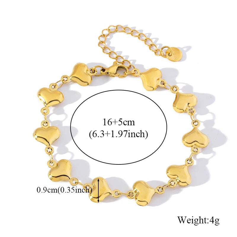EILIECK 316L Stainless Steel Colorful Star Zircon Charm Bracelet Gold Color Jewelry Trendy Metal Texture Accessories for Women