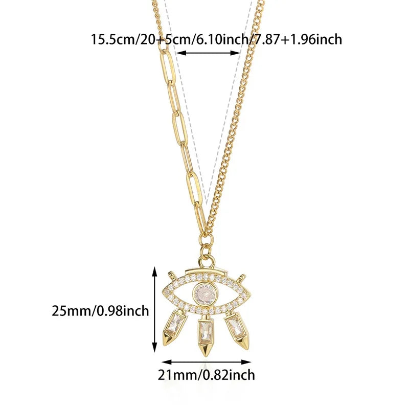 EILIECK 316L Stainless Steel Luxury Bling Zircon Moon Heart Pendant Necklace For Women 18K PVD Plated Neck Chain Jewelry Gift