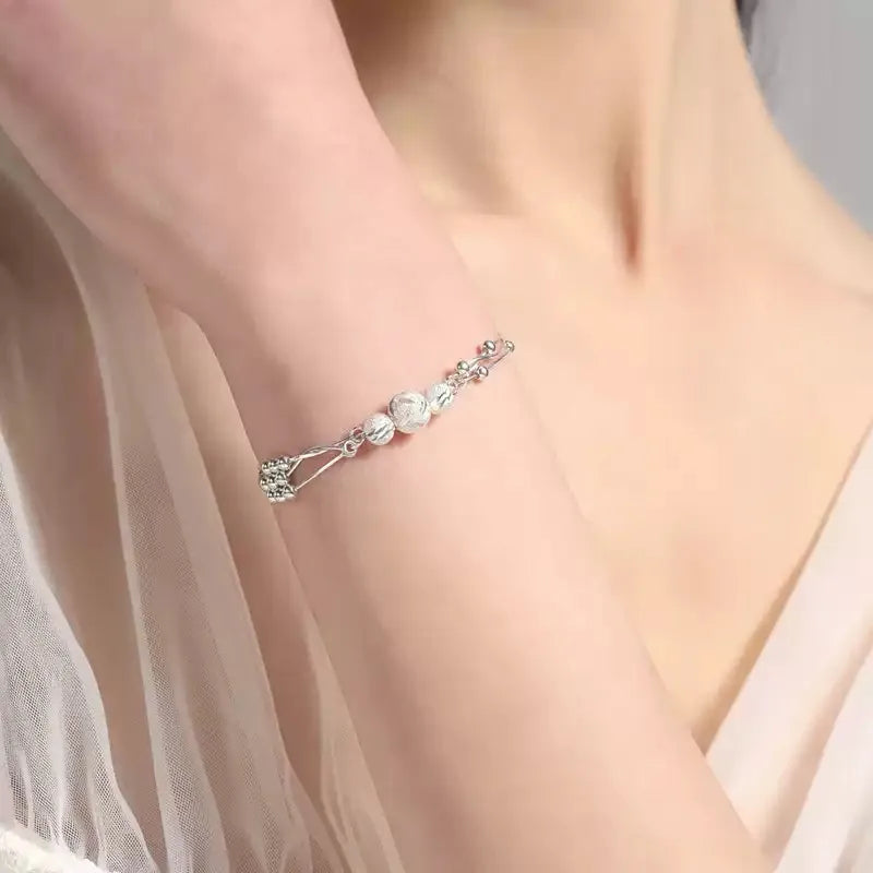 Luxury 925 Sterling Silver Ball Bracelets For Woman Korean Designer Lucky Beads Chain Bracelets Party Wedding Charm Jewelry Gift