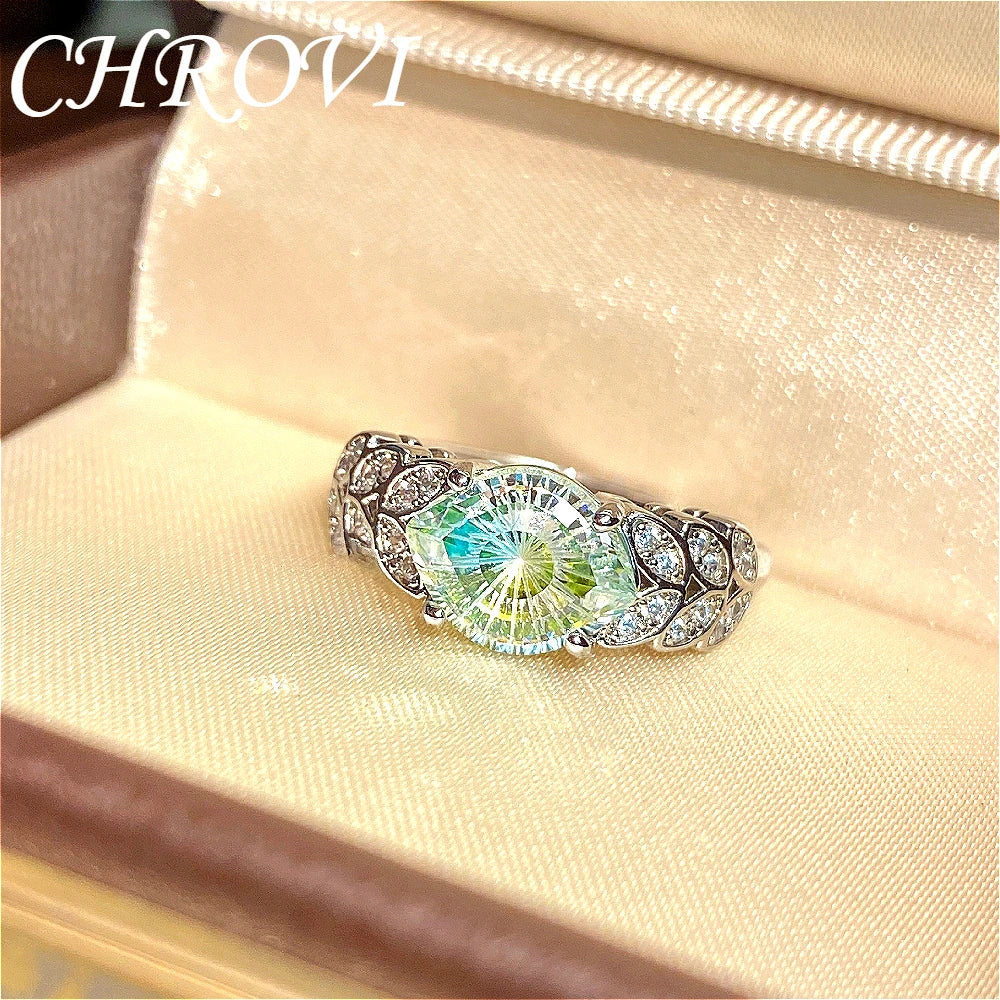 Luxury 925 Sterling Silver New Model Flashing Devil's Eye Ring High-End Fashion Micro-set Wheat-shaped Precious Gemstone Ring