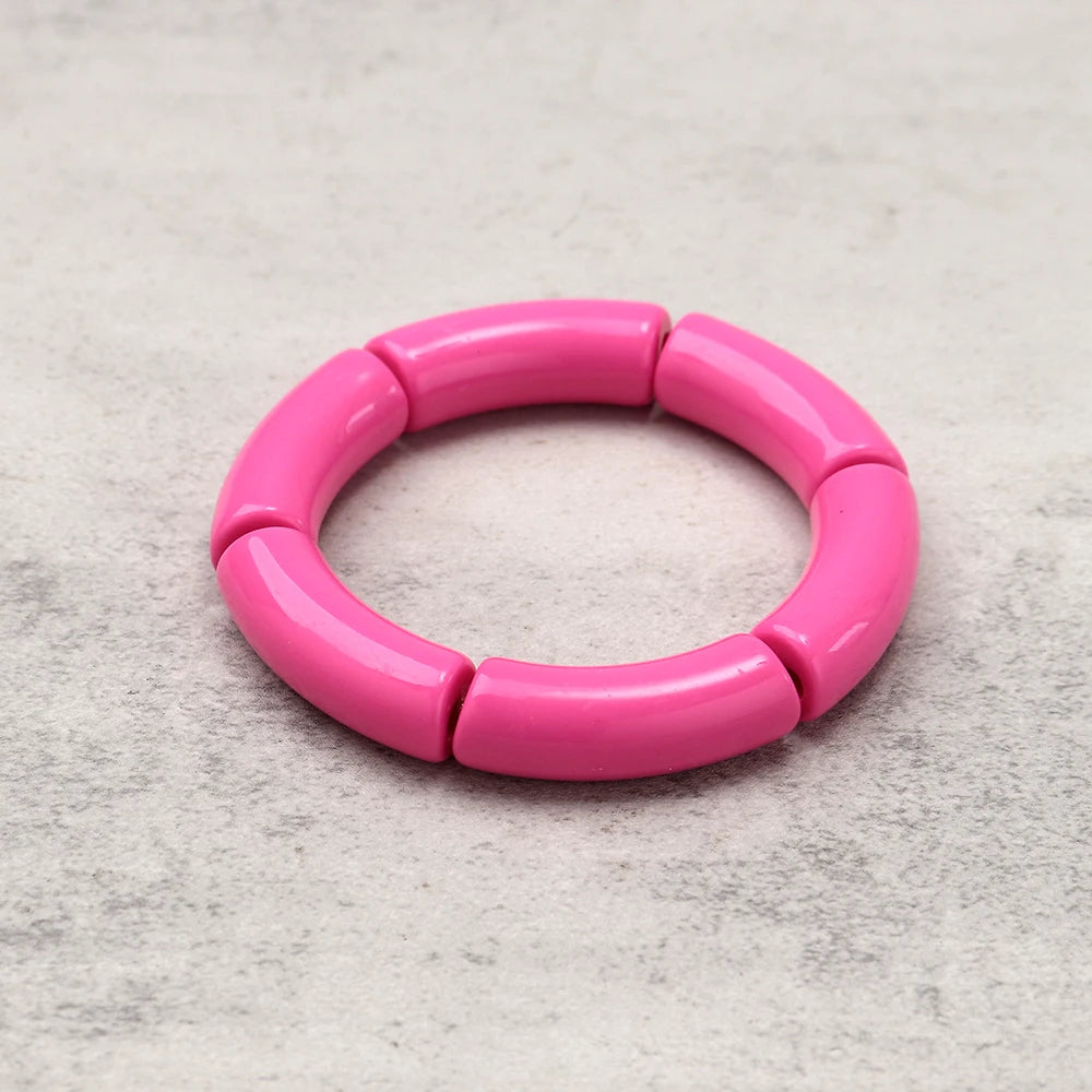 Fashion Pink Acrylic Geometric Beads Bracelets Necklace Earrings for Women Heart Tube Beaded Bracelets 2026 New Jewelry Gifts