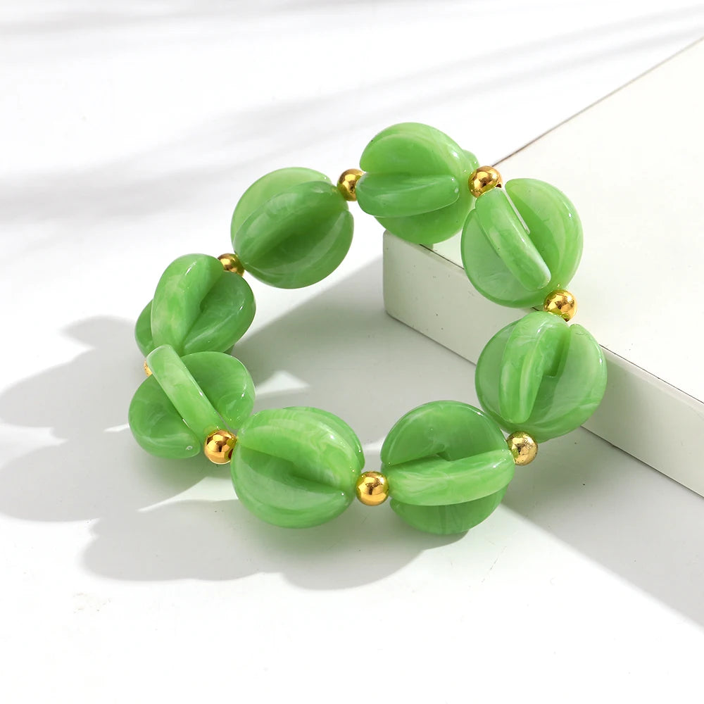 Fashion Colorful Geometric Round Beaded Elastic Bracelets for Women Boho Acrylic Geometry Stretch Bracelet 2026 New Jewelry