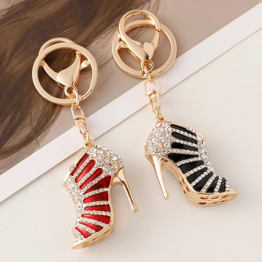 2024 New Sparkling Crystal Luxury Women's High Heels KeyChain Bag Pendant Souvenir Gift Car Key Ring