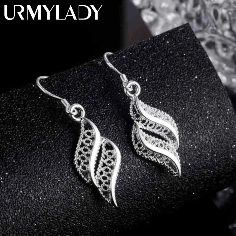 New 925 Sterling Silver charms Flowers leaf Earrings for Women fashion party wedding Jewelry Christmas Gifts vintage earrings