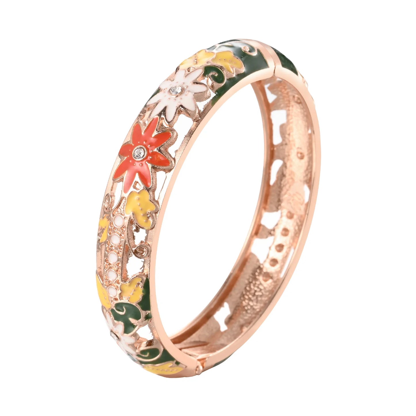 Hollow Bracelet For Women Bangles On Hand Cloisonne Enamel Jewelry Flower Women's Hand Bracelet Female Bangle Mother's Day Gifts