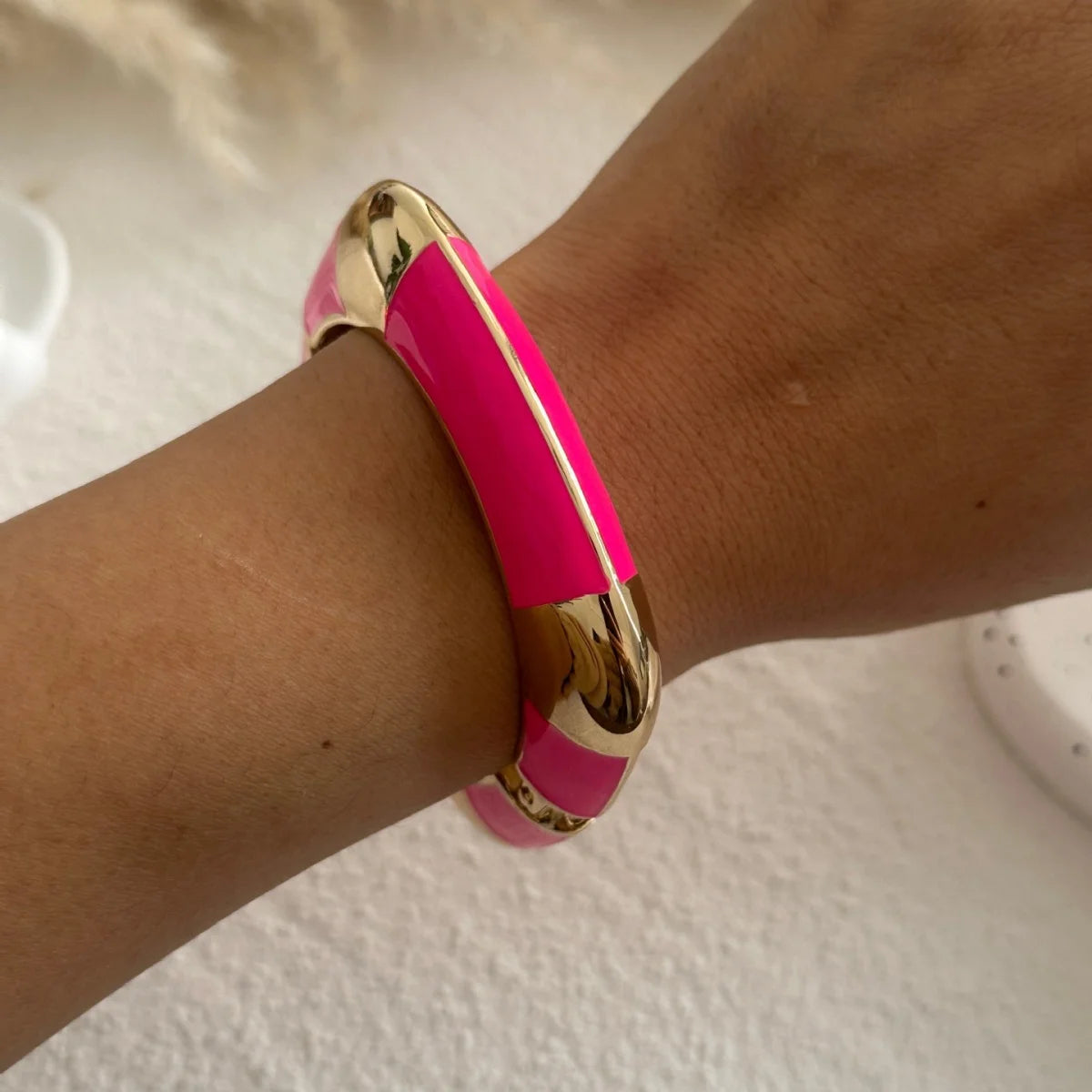 KMVEXO Dopamine Color Blocked Bangles Creative Design Fashionable Temperament Drip Oil Imitate Enamel Bracelet Women Jewelry