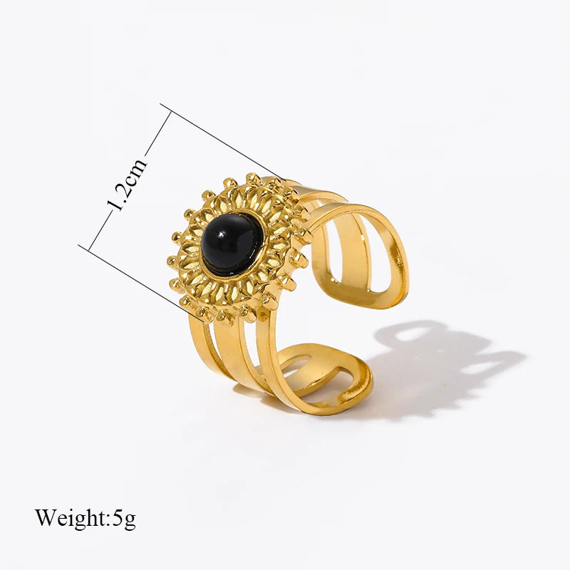 EILIECK 316L Stainless Steel Geometric Gold Color Cuff Rings For Women Girl Fashion New Jewelry Friend Gift Party anillos mujer