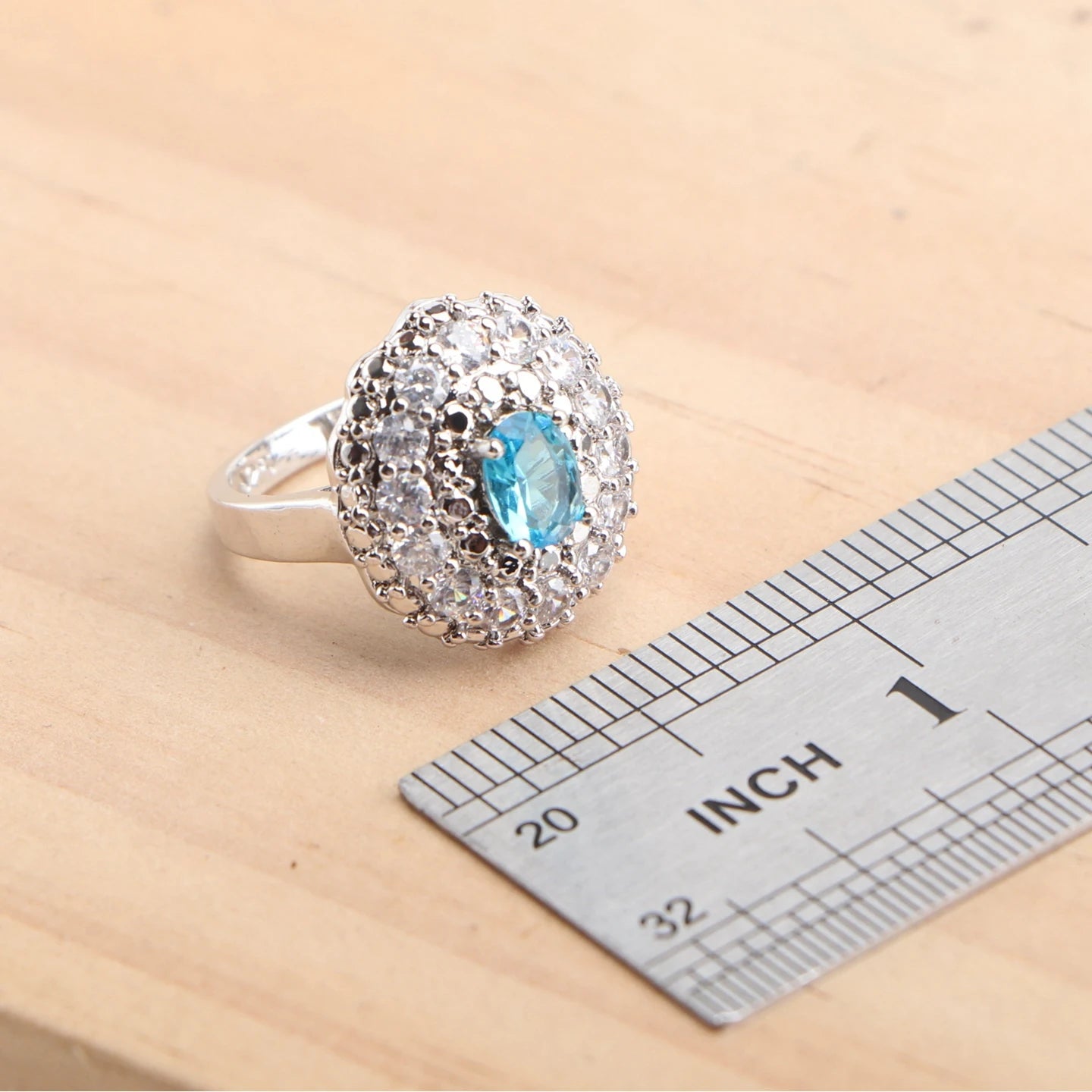 925 Silver Bridal Jewelry Sets Blue Zircon For Women Earrings Rings Pendant Wedding Necklace Set