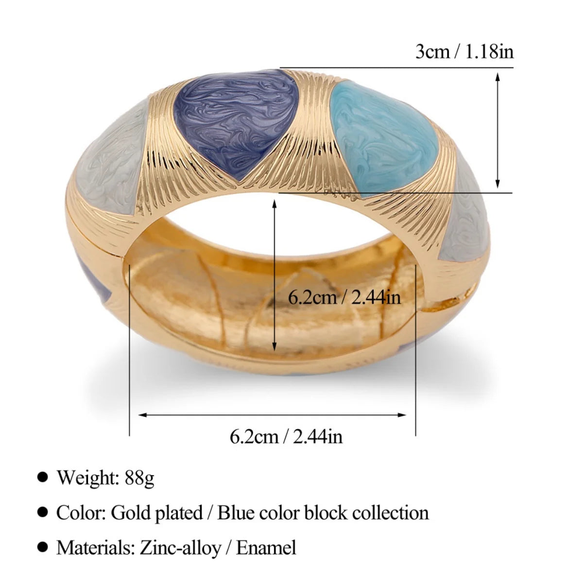 KMVEXO Exaggeration Blue Enamel Geometric Irregular Metal Bangle for Women Girl Summer Beach Vacations Bracelet 2026 NEW