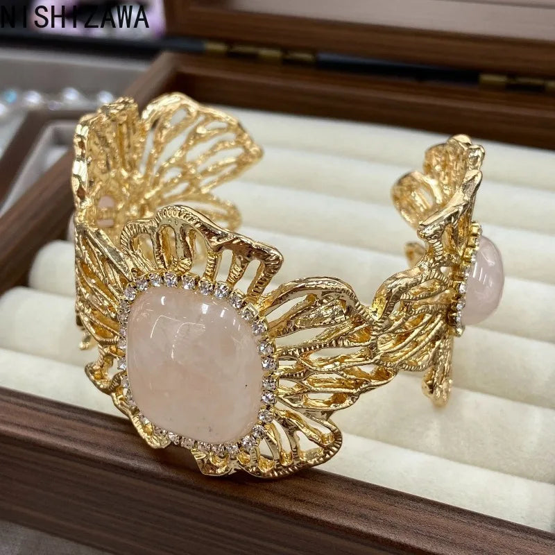Vintage Hollow Out Royal Elegant Luxury Charm Bracelets for Women Flowers Geometric Party Jewelry Pulseras Mujer Gift