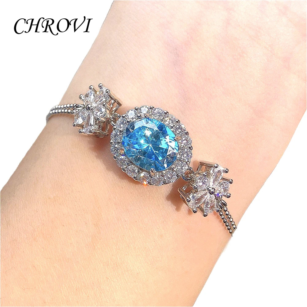 Aromatherapy 925 sterling silver romantic Paraiba diamond pendant necklace with full-cut oval zircon bracelet set