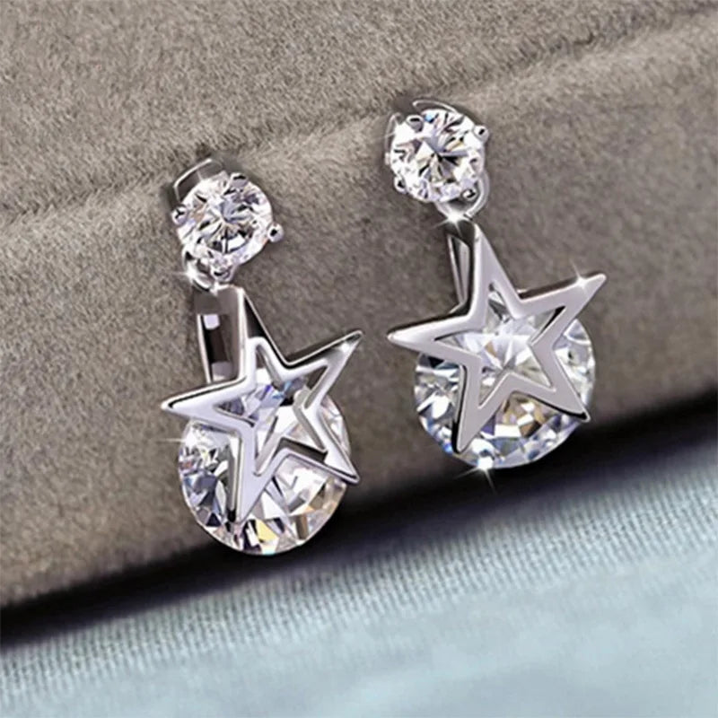 Hot Sale 925 Sterling Silver Earrings AAA Zircon for Women Fashion Party Original Jewelry Gifts Wedding Gift cute