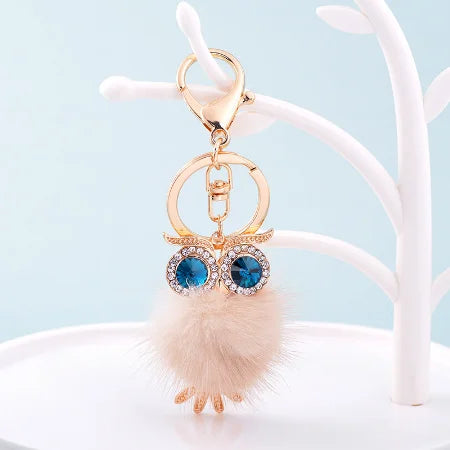 EASYA New Design Crystal Owl Keychain Full Rhinestone Key Ring Key Holders For Women Bag Accessories Cute Animal Car Key Chain