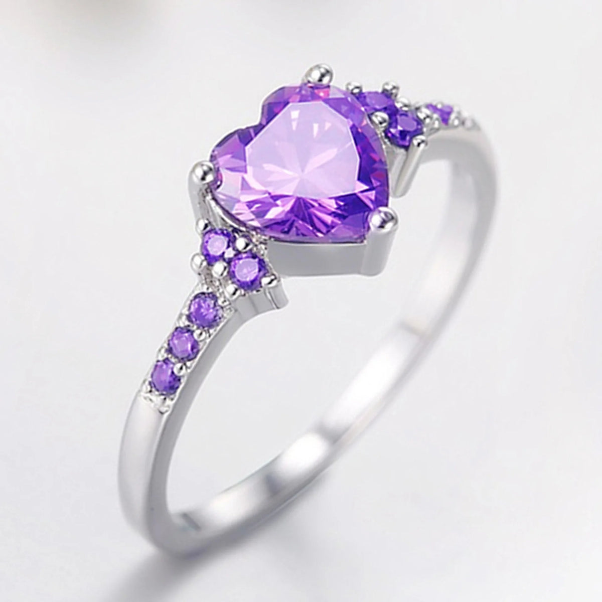 New 925 Sterling Silver Ring Heart 5A Zircon Shines Simplicity Fashion Exquisite For women Jewelry Wedding White gold plated