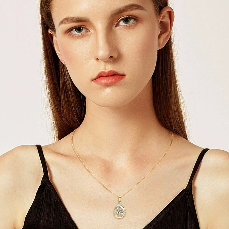 OXTAO D VVS1 Moissanite Pandent Necklace with Certified 6.5mm Lab Diamond S925 Sterling Silver Water Drop Pendant Dainty Jewelry