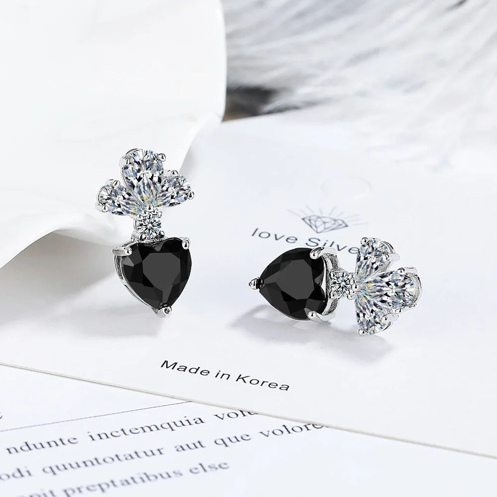 925 Sterling Silver Earrings High quality Heart sparkle 5A Zircon for Women Fashion Jewelry Wedding Engagement Party Gifts