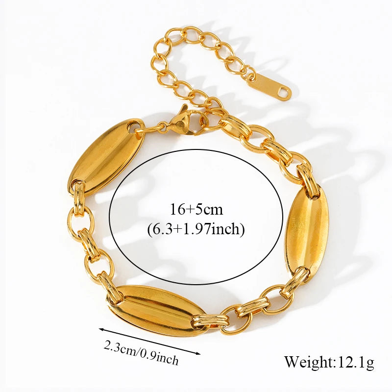 EILIECK 316L Stainless Steel Link Chain Bracelet Bangles For Women Trendy 18K Gold Plated Wrist Chain Waterproof Jewelry Gift