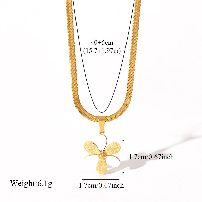 EILIECK 316L Stainless Steel Simple Flower Pendant Necklace For Women Girl New Party Gift Neck Chain Waterproof Jewelry Collar