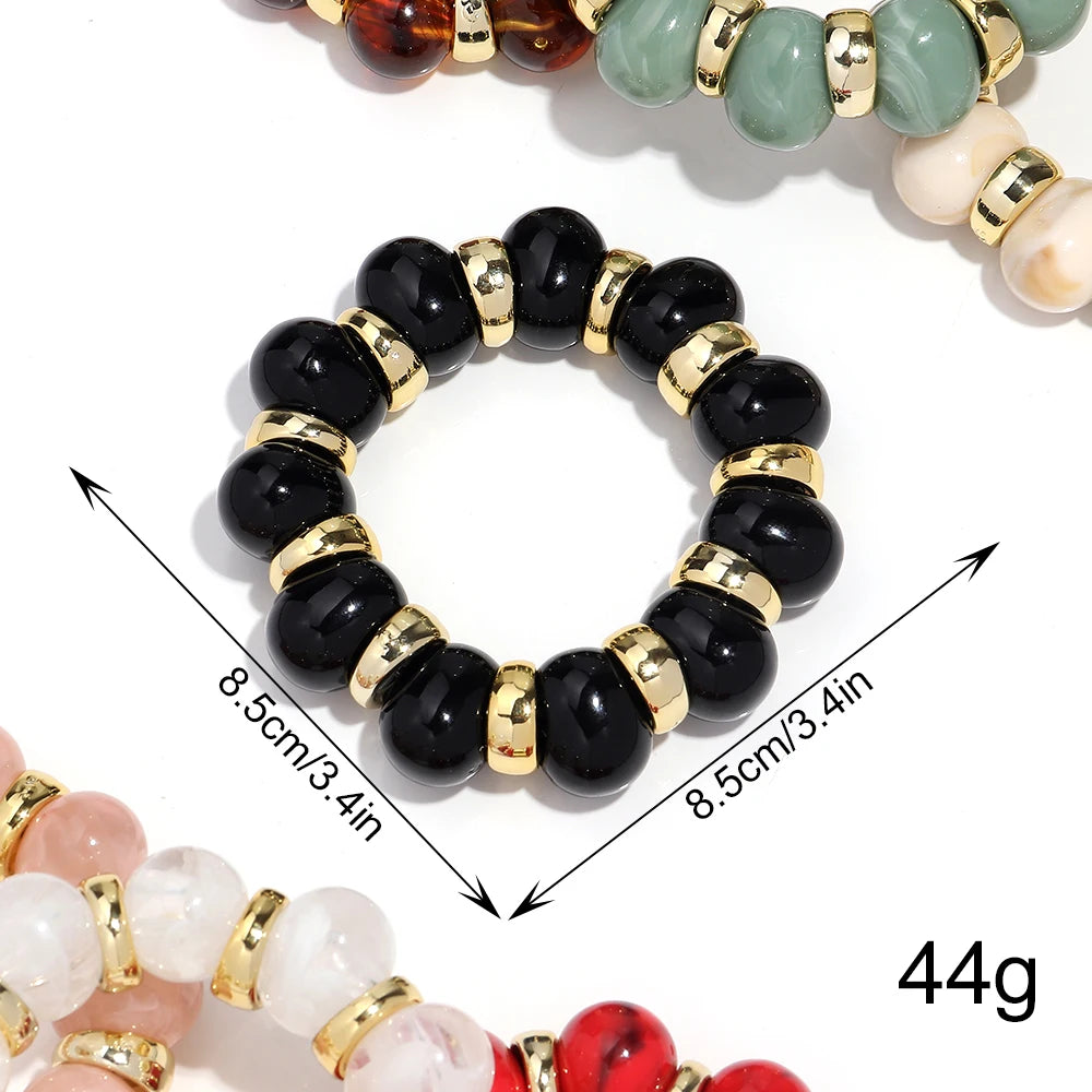 Trendy Acrylic Irregular Round Beads Elastic Bracelets Bangle Bohemian Big Resin Geometric CCB Beaded Bracelet Jewelry for Women